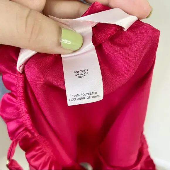 ASO Serena Van Der Woodson Gossip Girl Victoria Secret Angels Red Satin Chemise - Picture 6 of 8